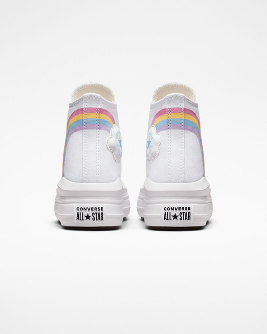 Sapatos Plataforma Converse Chuck Taylor All Star Move Rainbow Cloud Cano Alto Menina Branco Azuis Rosa | PT I043891